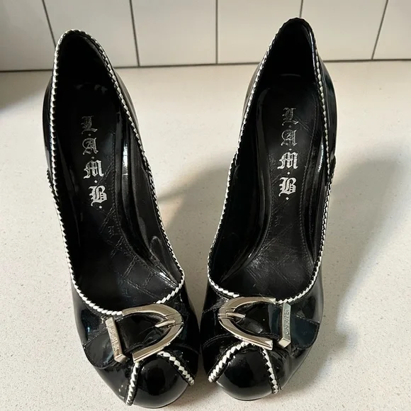 L.A.M.B. Shoes. Black patent leather heels, size 7. - Picture 1 of 4